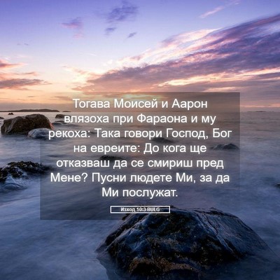 Picture 05 - Изход 10:3 BULG - Тогава Моисей и Аарон - Bible Verse Picture