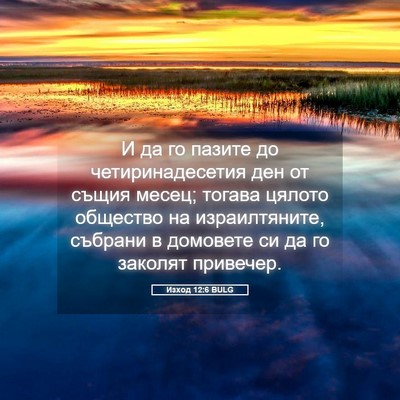 Picture 05 - Изход 12:6 BULG - И да го пазите до - Bible Verse Picture