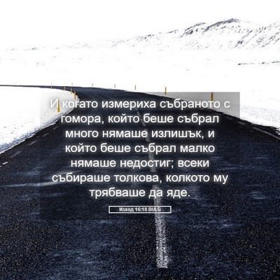Picture 05 - Изход 16:18 BULG - И когато измериха - Bible Verse Picture