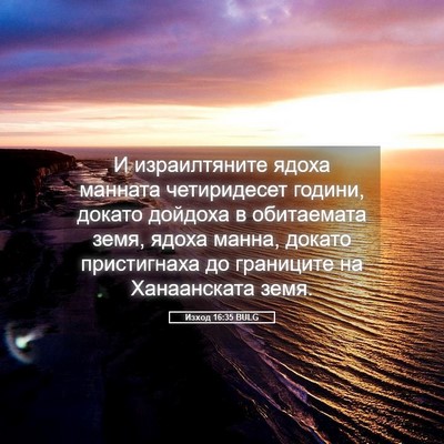 Picture 05 - Изход 16:35 BULG - И израилтяните ядоха - Bible Verse Picture