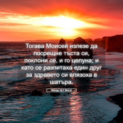 Picture 05 - Изход 18:7 BULG - Тогава Моисей излезе да - Bible Verse Picture