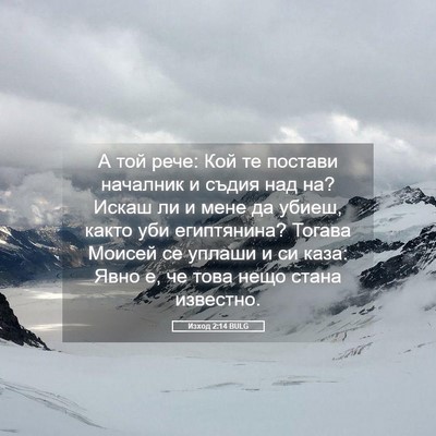 Picture 05 - Изход 2:14 BULG - А той рече: Кой те постави - Bible Verse Picture