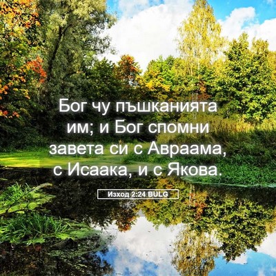 Picture 05 - Изход 2:24 BULG - Бог чу пъшканията им; и Бог - Bible Verse Picture