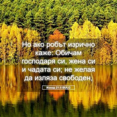 Picture 05 - Изход 21:5 BULG - Но ако робът изрично каже: - Bible Verse Picture