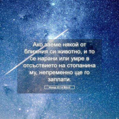 Picture 05 - Изход 22:14 BULG - Ако заеме някой от ближния - Bible Verse Picture