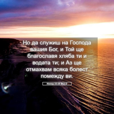 Picture 05 - Изход 23:25 BULG - Но да служиш на Господа - Bible Verse Picture