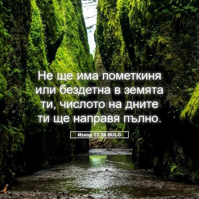 Picture 05 - Изход 23:26 BULG - Не ще има пометкиня или - Bible Verse Picture
