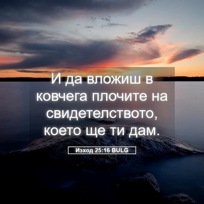 Picture 05 - Изход 25:16 BULG - И да вложиш в ковчега - Bible Verse Picture
