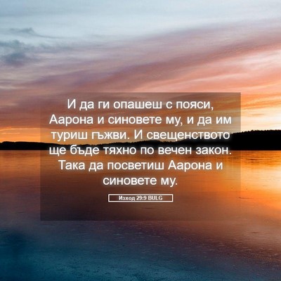 Picture 05 - Изход 29:9 BULG - И да ги опашеш с пояси, - Bible Verse Picture