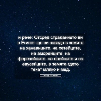 Picture 05 - Изход 3:17 BULG - и рече: Отсред страданието - Bible Verse Picture