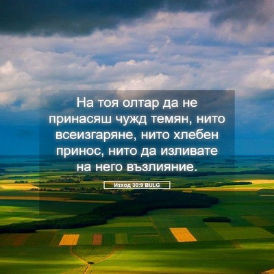 Picture 05 - Изход 30:9 BULG - На тоя олтар да не принасяш - Bible Verse Picture