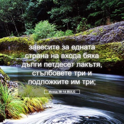 Picture 05 - Изход 38:14 BULG - завесите за едната страна - Bible Verse Picture