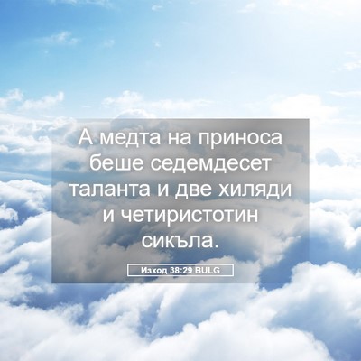 Picture 05 - Изход 38:29 BULG - А медта на приноса беше - Bible Verse Picture