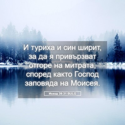 Picture 05 - Изход 39:31 BULG - И туриха и син ширит, за да - Bible Verse Picture
