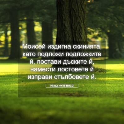 Picture 05 - Изход 40:18 BULG - Моисей издигна скинията, - Bible Verse Picture