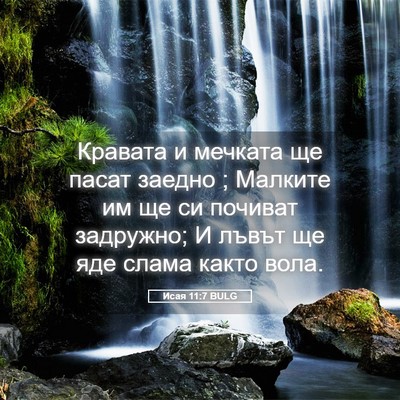 Picture 05 - Исая 11:7 BULG - Кравата и мечката ще пасат - Bible Verse Picture