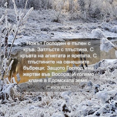 Picture 05 - Исая 34:6 BULG - Ножът Господен е пълен с - Bible Verse Picture