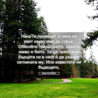 Picture 05 - Исая 41:22 BULG - Нека ги приведат, и нека ни - Bible Verse Picture