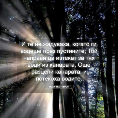 Picture 05 - Исая 48:21 BULG - И те не жадуваха, когато ги - Bible Verse Picture