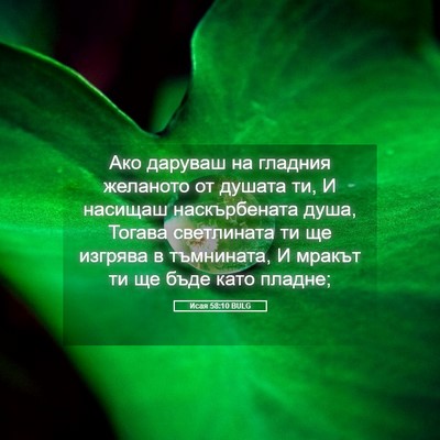 Picture 05 - Исая 58:10 BULG - Ако даруваш на гладния - Bible Verse Picture