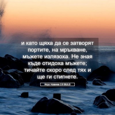Picture 05 - Исус Навиев 2:5 BULG - и като щяха да се затворят - Bible Verse Picture