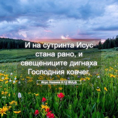 Picture 05 - Исус Навиев 6:12 BULG - И на сутринта Исус стана - Bible Verse Picture