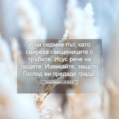Picture 05 - Исус Навиев 6:16 BULG - И на седмия път, като - Bible Verse Picture