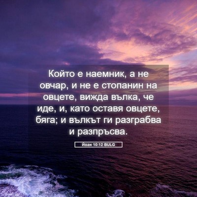 Picture 05 - Йоан 10:12 BULG - Който е наемник, а не овчар, - Bible Verse Picture