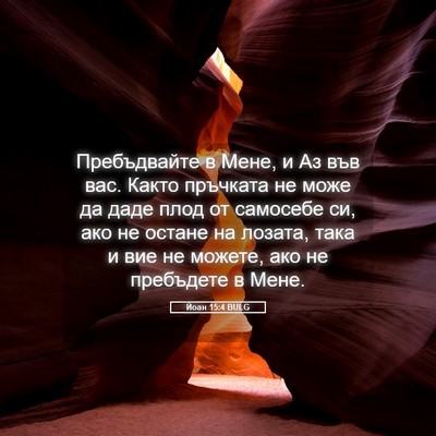 Picture 05 - Йоан 15:4 BULG - Пребъдвайте в Мене, и Аз - Bible Verse Picture