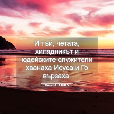 Picture 05 - Йоан 18:12 BULG - И тъй, четата, хилядникът и - Bible Verse Picture