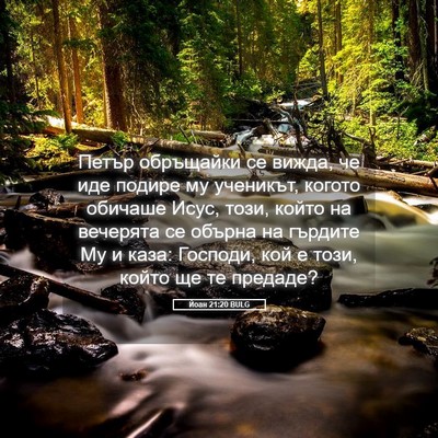 Picture 05 - Йоан 21:20 BULG - Петър обръщайки се вижда, - Bible Verse Picture