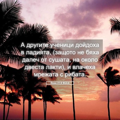 Picture 05 - Йоан 21:8 BULG - А другите ученици дойдоха - Bible Verse Picture