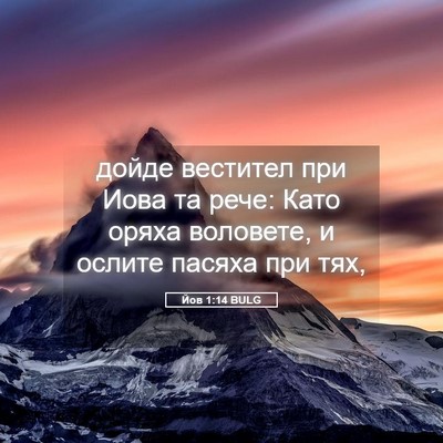 Picture 05 - Йов 1:14 BULG - дойде вестител при Иова та - Bible Verse Picture