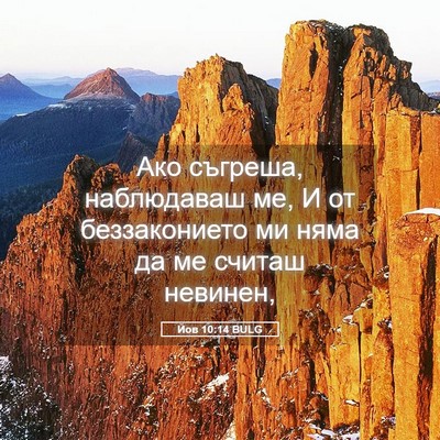 Picture 05 - Йов 10:14 BULG - Ако съгреша, наблюдаваш ме, - Bible Verse Picture