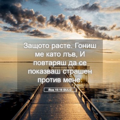Picture 05 - Йов 10:16 BULG - Защото расте. Гониш ме като - Bible Verse Picture