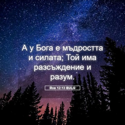 Picture 05 - Йов 12:13 BULG - А у Бога е мъдростта и - Bible Verse Picture