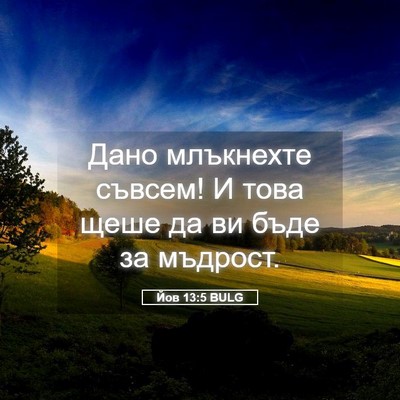 Picture 05 - Йов 13:5 BULG - Дано млъкнехте съвсем! И - Bible Verse Picture