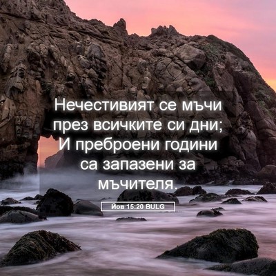 Picture 05 - Йов 15:20 BULG - Нечестивият се мъчи през - Bible Verse Picture