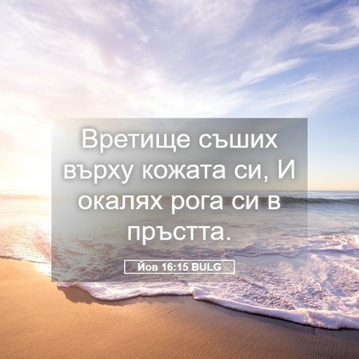 Picture 05 - Йов 16:15 BULG - Вретище съших върху кожата - Bible Verse Picture