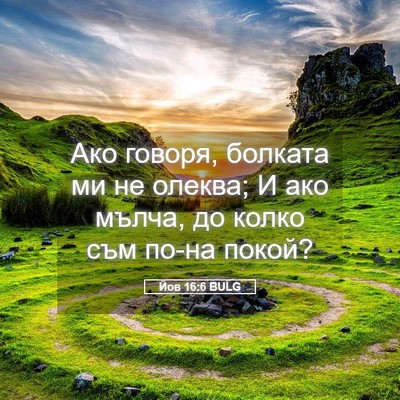Picture 05 - Йов 16:6 BULG - Ако говоря, болката ми не - Bible Verse Picture
