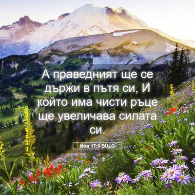 Picture 05 - Йов 17:9 BULG - А праведният ще се държи в - Bible Verse Picture