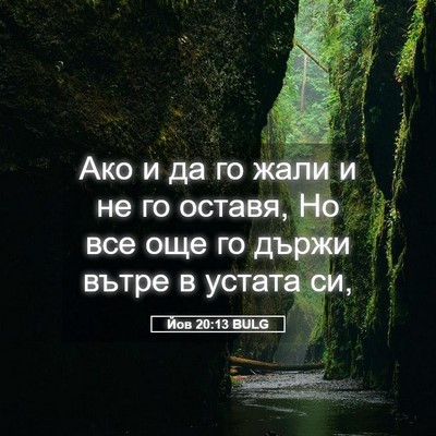 Picture 05 - Йов 20:13 BULG - Ако и да го жали и не го - Bible Verse Picture