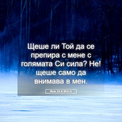 Picture 05 - Йов 23:6 BULG - Щеше ли Той да се препира с - Bible Verse Picture