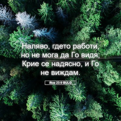 Picture 05 - Йов 23:9 BULG - Наляво, гдето работи, но не - Bible Verse Picture