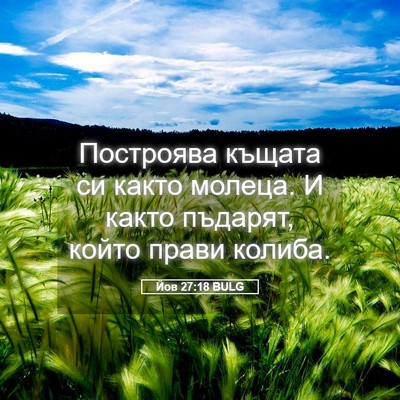 Picture 05 - Йов 27:18 BULG - Построява къщата си както - Bible Verse Picture