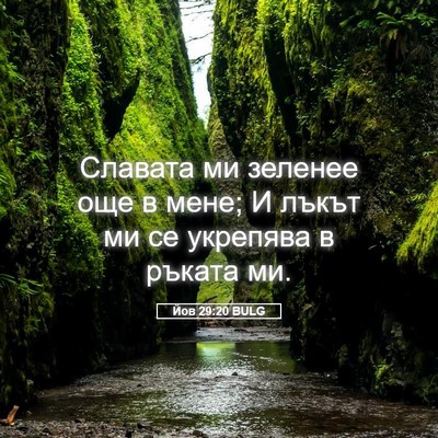 Picture 05 - Йов 29:20 BULG - Славата ми зеленее още в - Bible Verse Picture