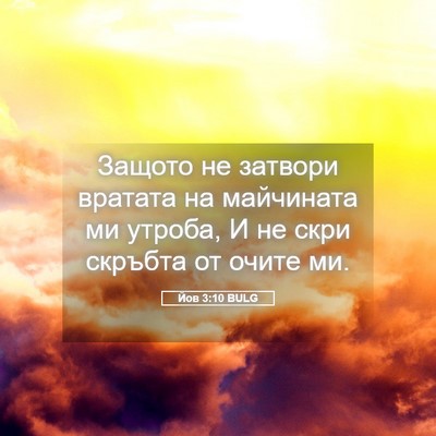 Picture 05 - Йов 3:10 BULG - Защото не затвори вратата - Bible Verse Picture