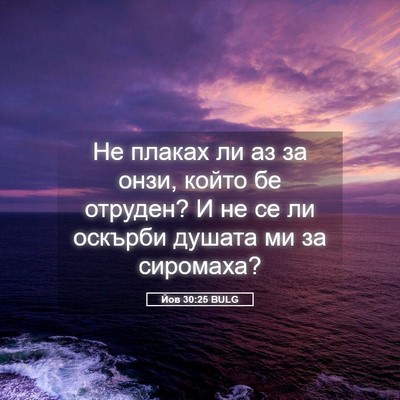 Picture 05 - Йов 30:25 BULG - Не плаках ли аз за онзи, - Bible Verse Picture
