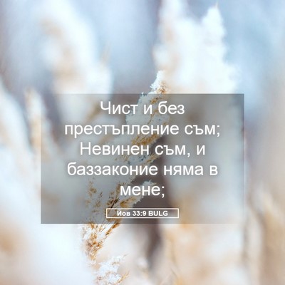 Picture 05 - Йов 33:9 BULG - Чист и без престъпление - Bible Verse Picture