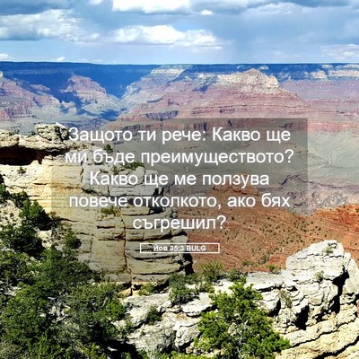 Picture 05 - Йов 35:3 BULG - Защото ти рече: Какво ще ми - Bible Verse Picture